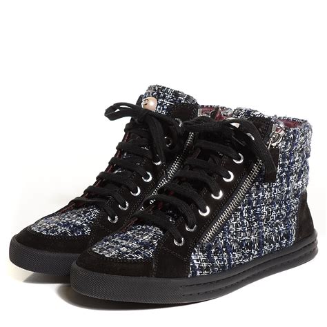 chanel sneaker grey tweed|Chanel high top sneakers.